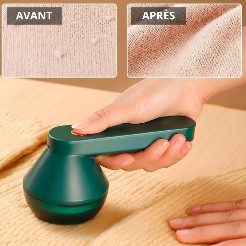 Résultat avant/après sur un tissu : surface visiblement lissée et rafraîchie