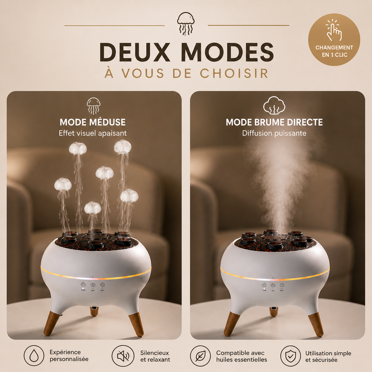 Lumelya™ – Diffuseur Méduse Lumineux - Ambiance Zen
