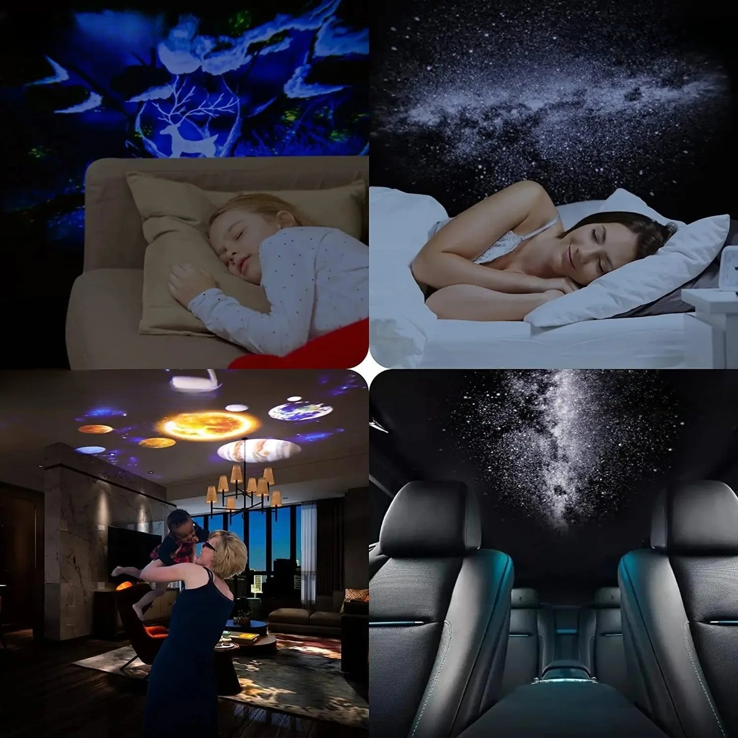 Ambiance chambre avec ciel étoilé & veilleuse