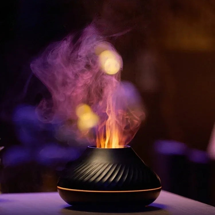 Diffuseur d’arôme avec effet flamme décoratif allumé