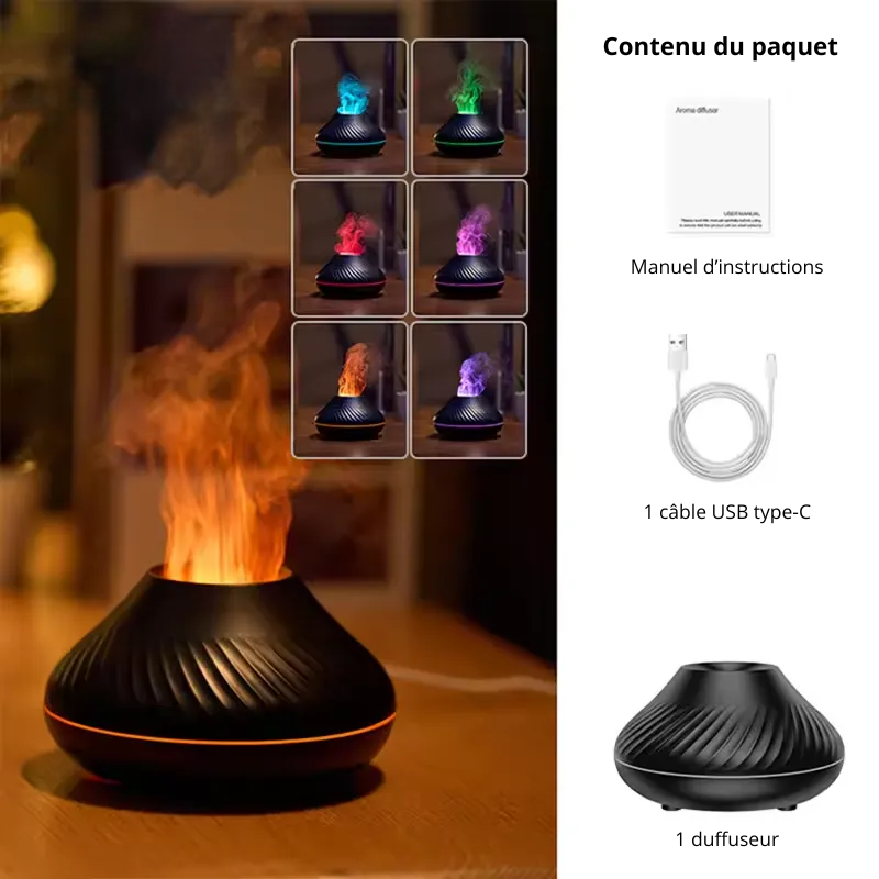 Diffuseur d’huile essentielle avec éclairage chaleureux