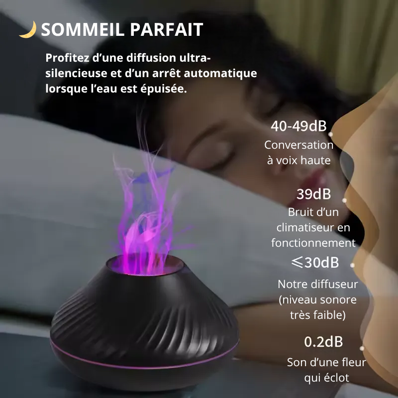 Diffuseur flamme volcanique ambiance détente sans bruit