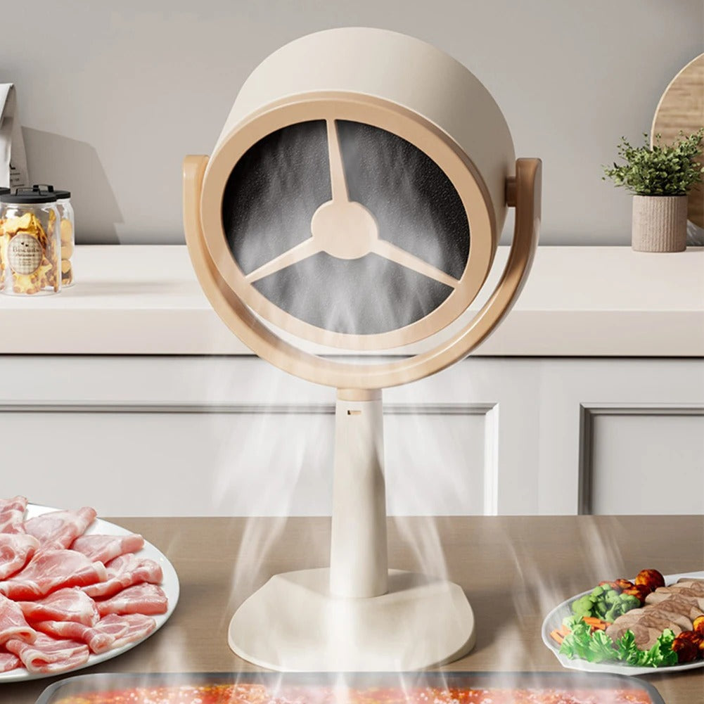 Vue rapprochée de la mini hotte en fonctionnement avec aspiration de fumée