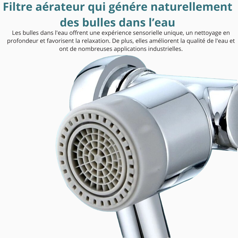 Gros plan sur la buse spéciale d'un robinet articulé