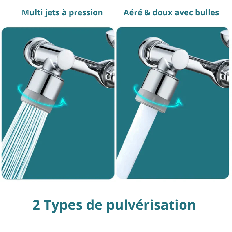 Illustration des deux modes de jet d’eau, pluie fine et pression concentrée