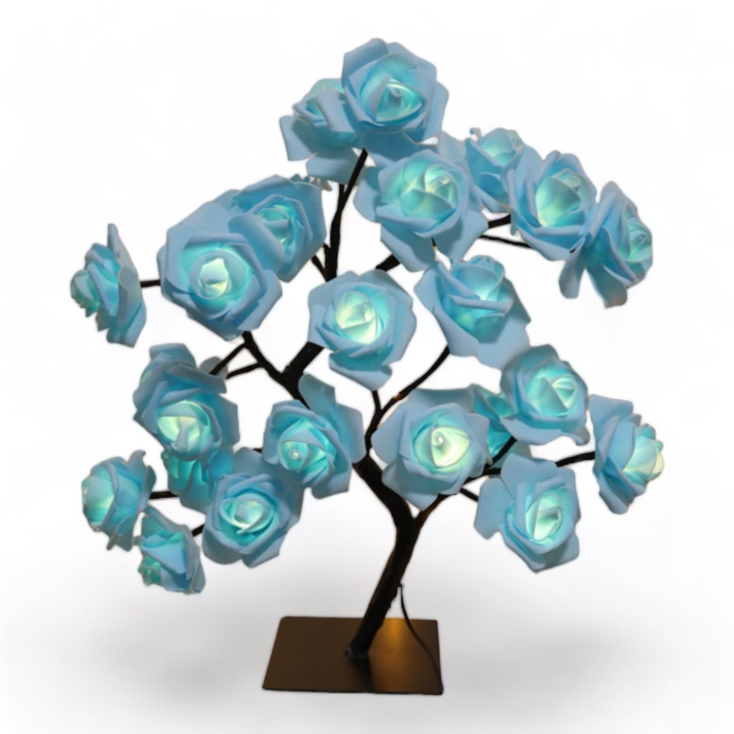 Lampe LED fleurs de rose bleues utilisée en veilleuse