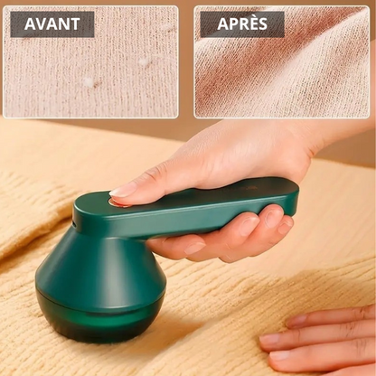 Résultat avant/après sur un tissu : surface visiblement lissée et rafraîchie