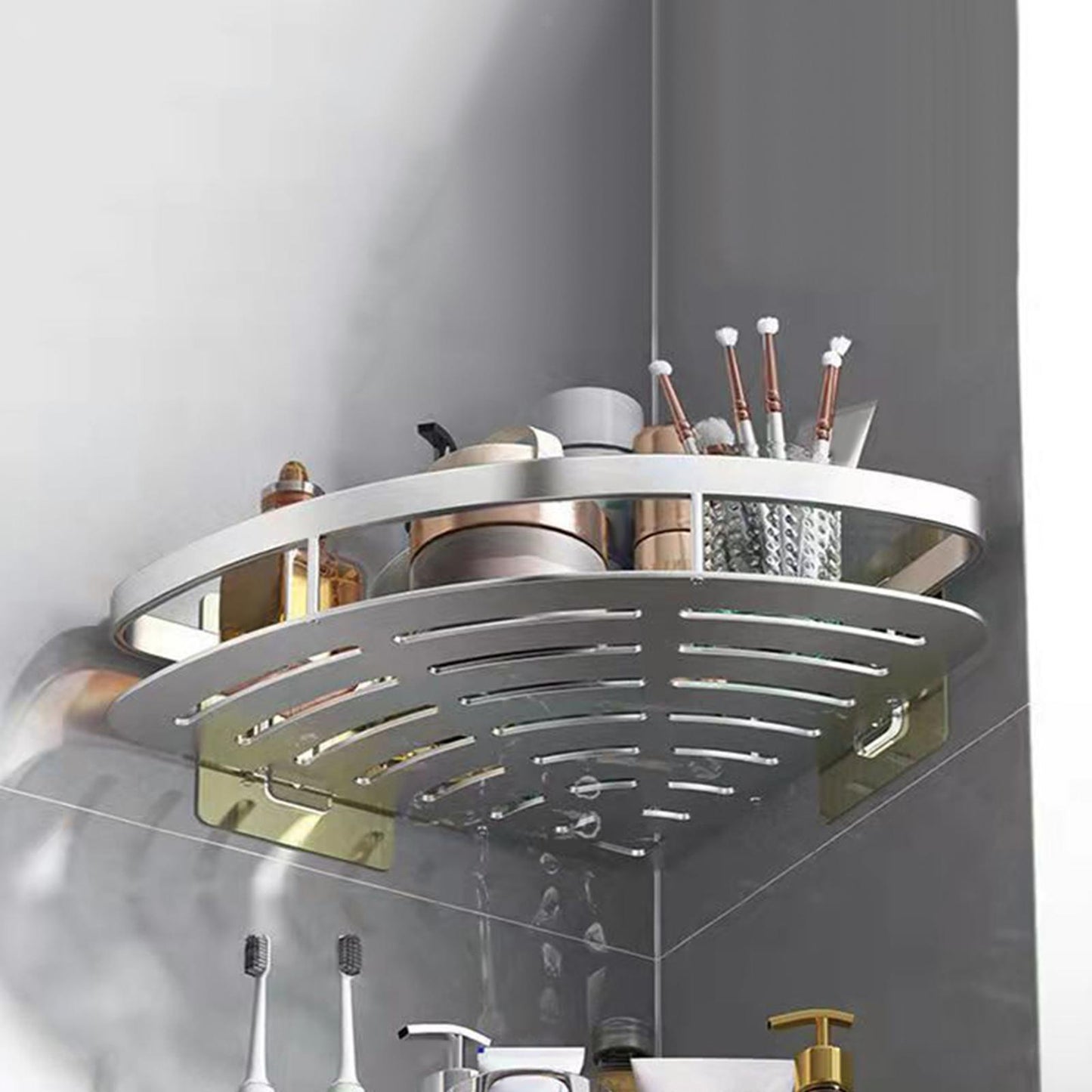 Étagère Murale d'Angle Aluminium - Installation Sans Perçage