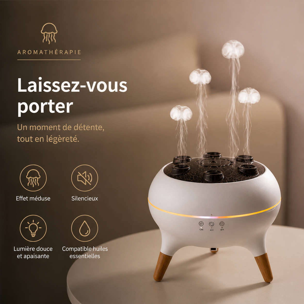 Lumelya™ – Diffuseur Méduse Lumineux - Ambiance Zen