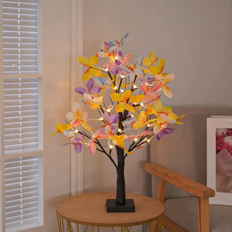 Lampe LED Arbre à Papillons - Décoration Multicolore Enchantée