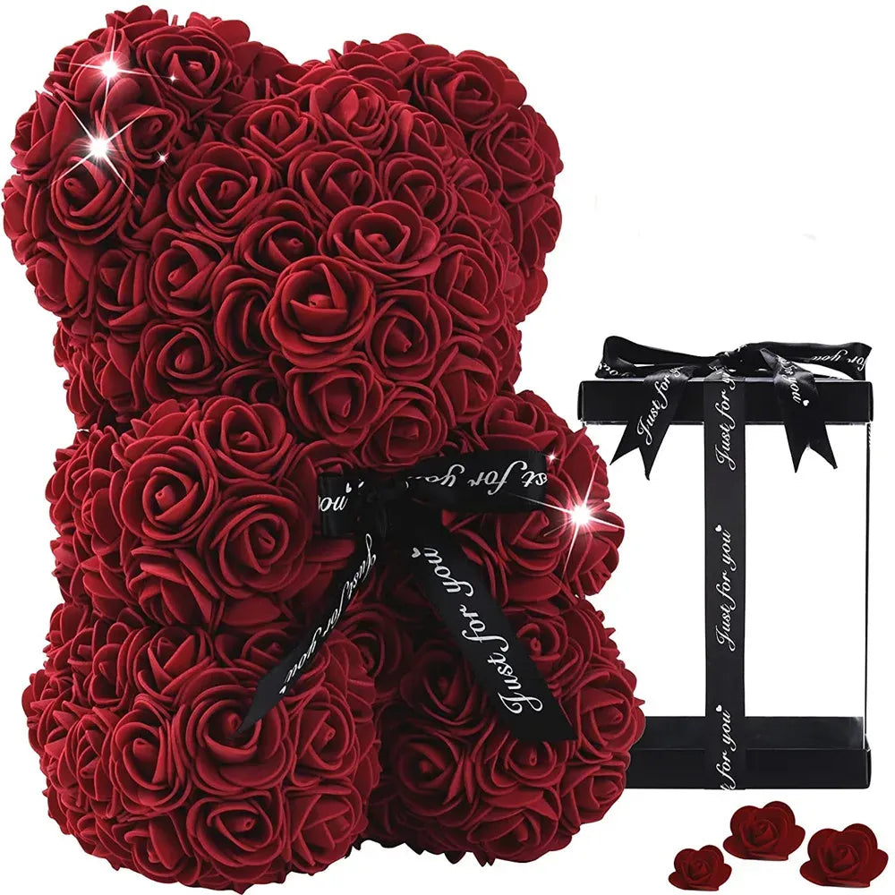 Ours de Roses Éternelles – 25 cm - Décoration & cadeau romantique