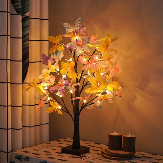 Lampe LED Arbre à Papillons - Décoration Multicolore Enchantée