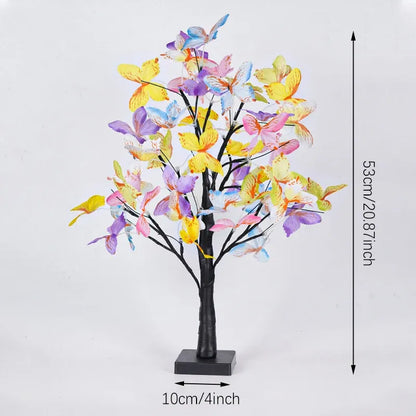 Lampe LED Arbre à Papillons - Décoration Multicolore Enchantée