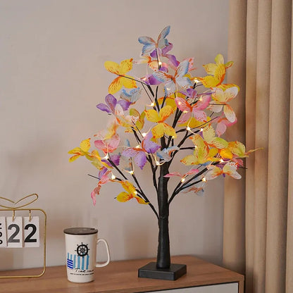 Lampe LED Arbre à Papillons - Décoration Multicolore Enchantée