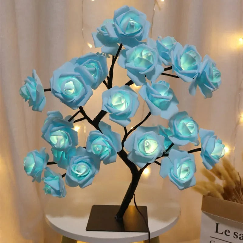 Ambiance romantique avec une lampesLED bleue