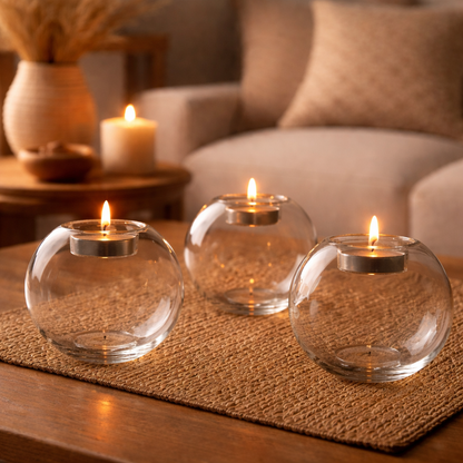 Bougeoir décoratif en verre – Ambiance chaleureuse
