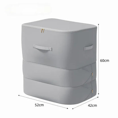 Un sac de compression couleur grise est montré sur un fond blanc avec ses dimensions représentées en centimètres