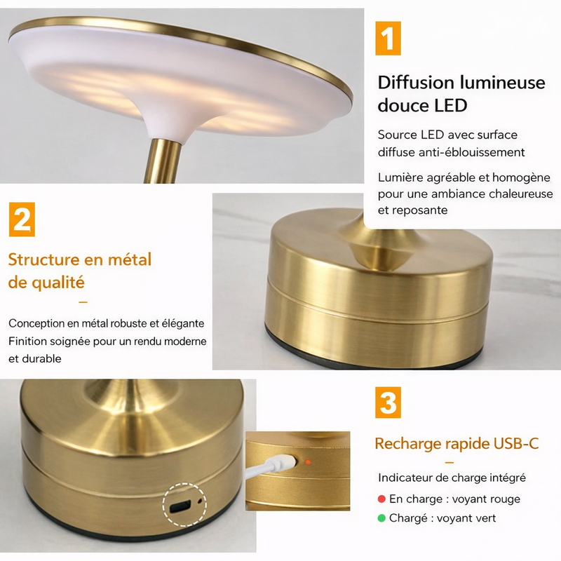 Lampe tactile Lyra™ — métal & lumière d’ambiance