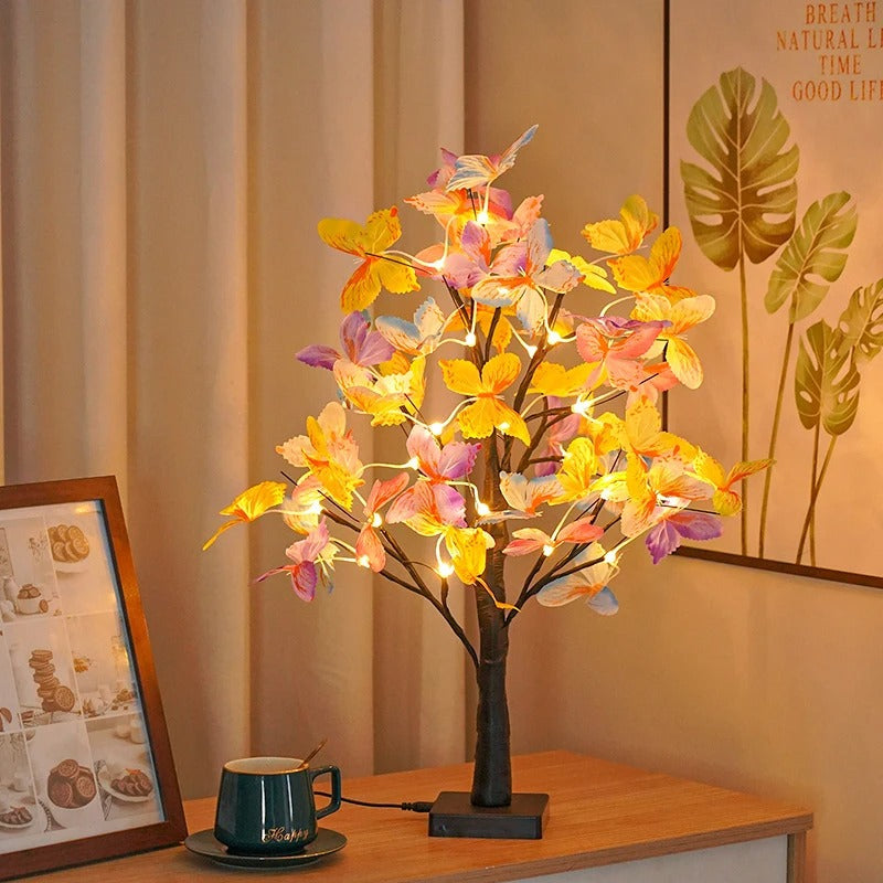 Lampe LED Arbre à Papillons - Décoration Multicolore Enchantée