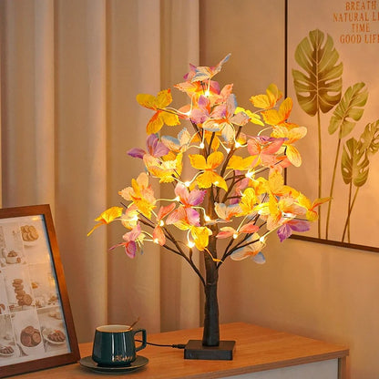 Lampe LED Arbre à Papillons - Décoration Multicolore Enchantée