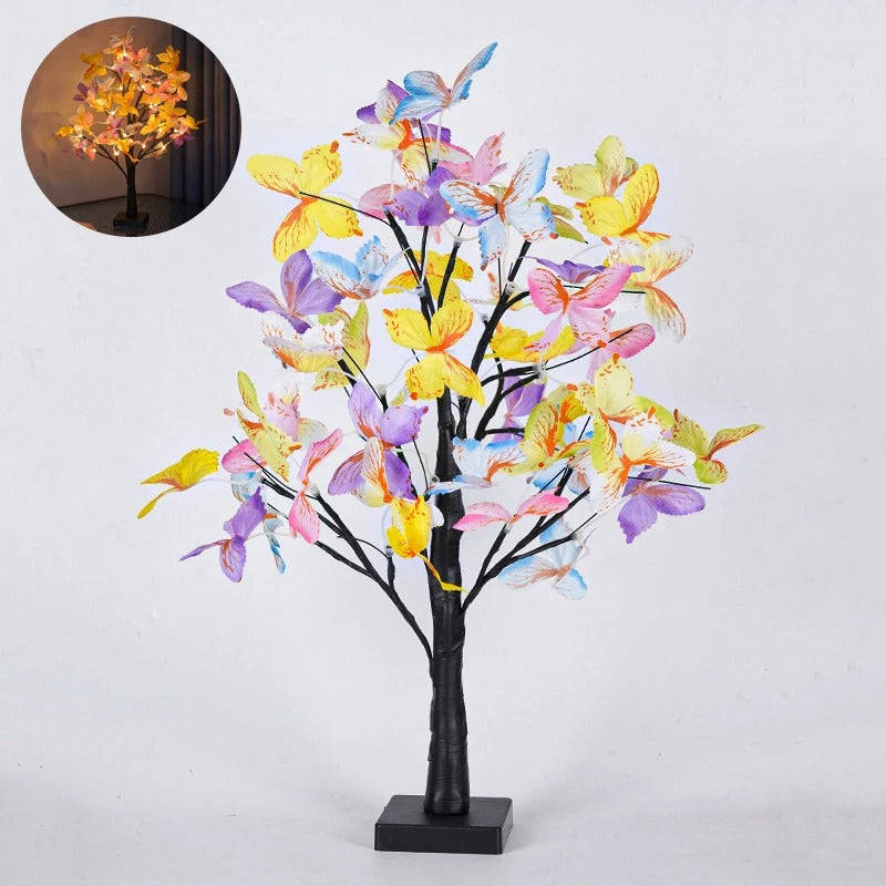 Lampe LED Arbre à Papillons - Décoration Multicolore Enchantée