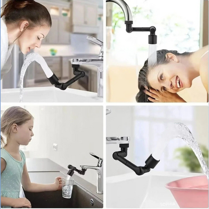 Robinet avec embout rotatif 360°, permettant un jet d'eau orientable et anti-éclaboussures